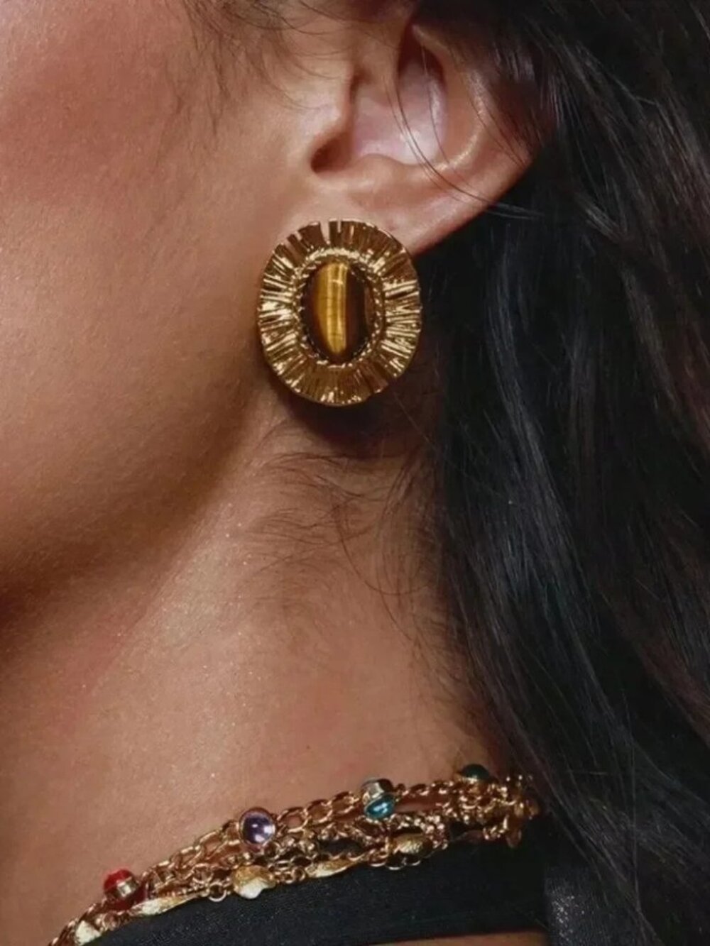 Tiger eye Earrings Q188